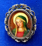 Italian .800 Silver Pin / Pendant with Madonnna (Mary) (#J3504)