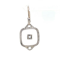 14k Gold Art Deco Genuine Natural Rock Crystal Quartz Dangle Earrings (#J5506)