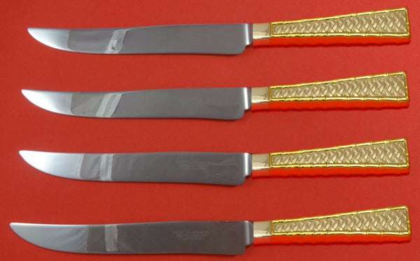 Golden Tradewinds by International Sterling Steak Knife Set Texas Sized Custom