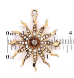 14k Rose Gold Starburst Diamond and Seed Pearl Pin Pendant Jewelry (#J6958)