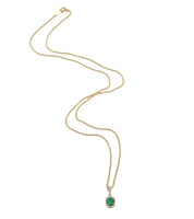 18k Gold .40ct Fine Genuine Emerald and Diamond Pendant w/ 18k 18" Chain #J7001