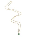 18k Gold .40ct Fine Genuine Emerald and Diamond Pendant w/ 18k 18" Chain #J7001