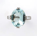 14k White Gold 4.14ct Genuine Natural Aquamarine and Diamond Ring (#J6400)