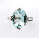 14k White Gold 4.14ct Genuine Natural Aquamarine and Diamond Ring (#J6400)