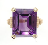 14k Yellow Gold 5.79 Carat Genuine Natural Amethyst Ring Size 6.25 (#J7614)
