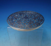 Webster Glass Trivet with Sterling Silver Overlay Floral 6" (#5418)