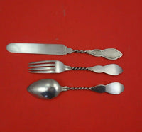 Twand Co Coin Silver Junior Set 3-Piece Bright-Cut Knife Fork Spoon Heirloom