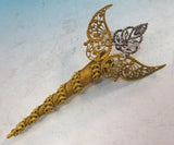 Gilt Bronze Posey Posy Pin with Applied Filigree Pierced Wings (#J1272)