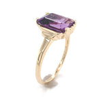 10k Yellow Gold Vintage 3.20 Carat Genuine Natural Amethyst Ring (#J6549)