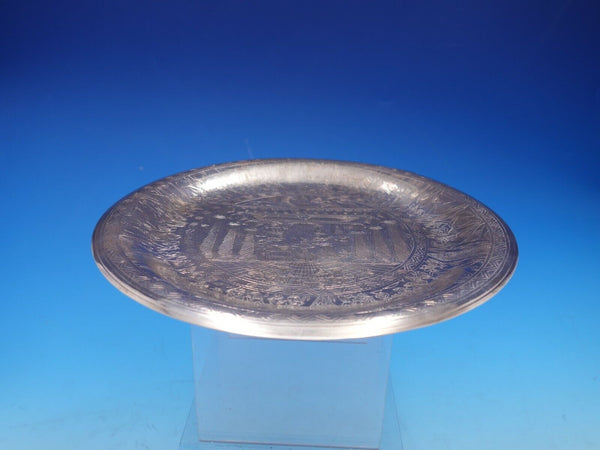 Egyptian Silver Hand Engraved Figural and Hieroglyphic Cookie Plate (#4296)