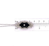Platinum Genuine Natural Black Onyx and Diamond Pendant (#J5628)