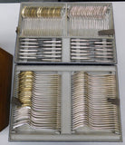 Filet Coquille Shell by Aucoc French 950 Silver Flatware Set Service in Chest