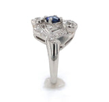 Platinum Blue Genuine Natural Sapphire and Diamond Ring Size 6.25 (#J6392)