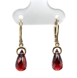 14k Gold 4.43 Carat TW Genuine Natural Garnet Briolette Drop Earrings (#J7133)