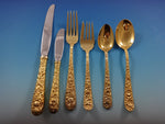 Repousse by Kirk Sterling Silver Flatware Set For 4 Service 25 Pieces Vermeil