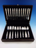 Romance Rose by International Sterling Silver Flatware Set For 12 Service 48 Pcs