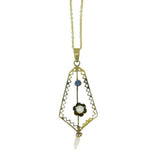 10k Yellow Gold Victorian Pearl Lavaliere Pendant (#J1092)