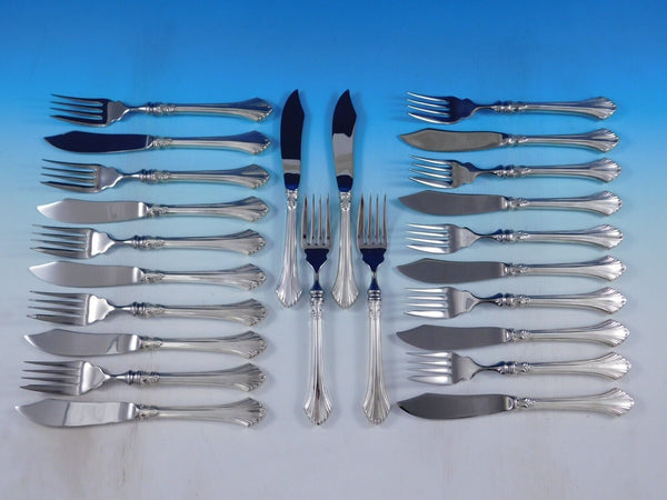 French Regency by Wallace Sterling Silver Individual Fish Set 24 pieces