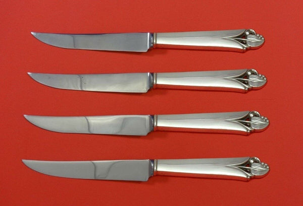 Woodlily by Frank Smith Sterling Silver Steak Knife Set 4pc HHWS  Custom 8 1/2"
