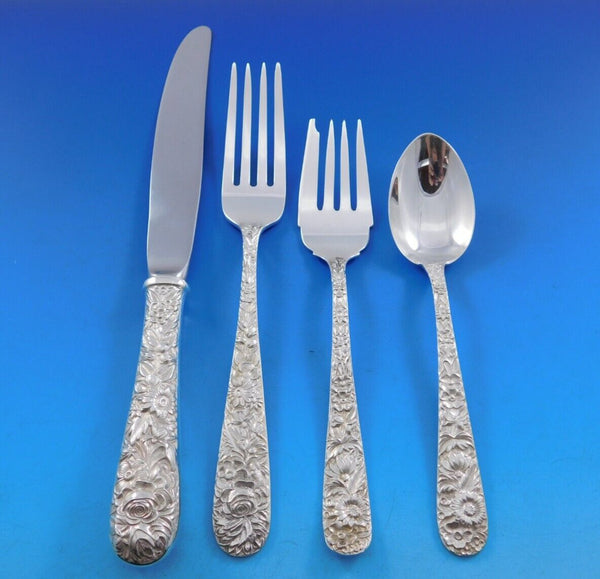 Repousse by Kirk Sterling Silver Flatware Set for 12 Service 48 pieces