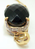 14k Gold Checkerboard Genuine Natural Smoky Quartz Pendant w/ Diamonds (#J2955)