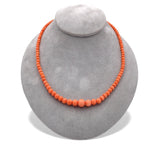 Genuine Natural Coral Bead Necklace w/14k Gold Clasp Grad. Beads 18.75" (#J7576)