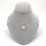 14k Yellow Gold Very Small Round Locket with Engraved Heart and Chain (#J6524)