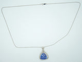 14k Gold 8.94ct Trillion Cut Genuine Natural Tanzanite Pendant w/Diamonds #J2840