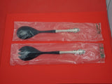 Dresden Scroll by Lunt Sterling Silver Salad Serving Set New Black Nylon HH 11"