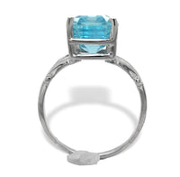 14k White Gold 7.92 Carat Genuine Natural Aquamarine Ring Size 8 (#J7202)