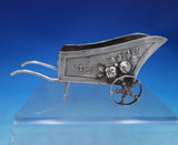 German .800 Silver Bowl Wheelbarrow Form Movable Wheels Repoussed Fruit (#6836)