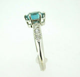 14k White Gold 2.88ct Blue Genuine Natural Zircon and Diamond Ring (#J5004)