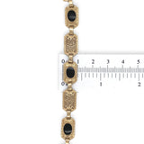 Deco Style 10k Yellow Gold Genuine Natural Black Onyx Filigree Bracelet (#J7551)