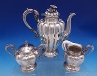 Casa Prieto Mexican Sterling Silver Coffee Set 3pc Pumpkin Style (#7042)