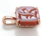 14k Rose Gold Genuine Natural Agate Signet Pendant Initial "K" (#J7586)