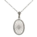 10k Gold Filigree Genuine Natural Rock Crystal Diamond Pendant Orig Chain #J7006