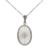10k Gold Filigree Genuine Natural Rock Crystal Diamond Pendant Orig Chain #J7006
