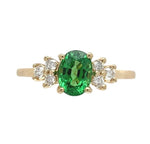 14k Gold 1.11ct Tsavorite Green Genuine Garnet and .14ct Diamond Ring (#J7114)