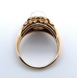 14k Yellow Gold 7mm Akoya Pearl Flower Ring (#J4976)