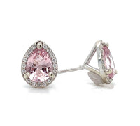 14k Gold Earrings w/Pear Shaped 1.13ct TW Pink Genuine Natural Morganites #J6471