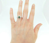 18k White Gold Sea Green Genuine Natural Tourmaline and Diamond Ring (#J5043)