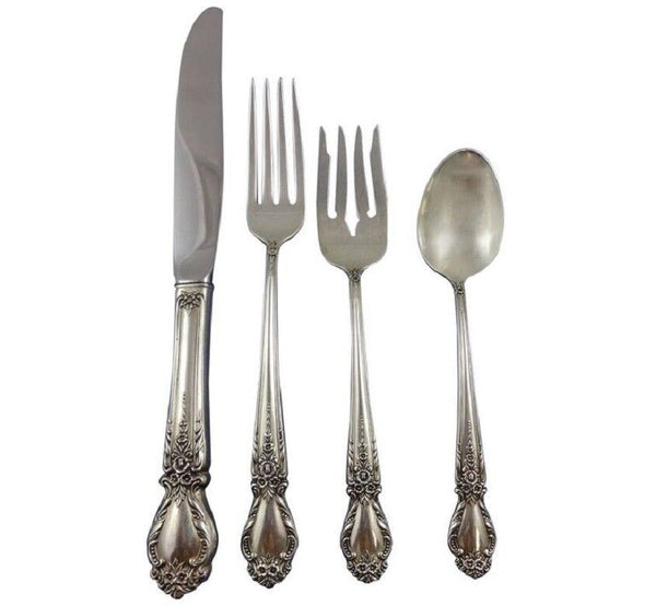 Brocade by International Sterling Silver Flatware Set For 8 Service 32 Pieces