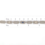 10k White Gold Art Deco Diamond Filigree Bracelet w/ Paste Stones 7.25" (#J6882)