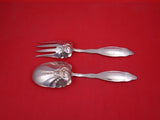 Lily of the Valley by Whiting Sterling Salad Serving Set FH beaded design 8 7/8"