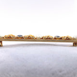 14k Yellow Gold Montana Sapphire and Pearl Bar Pin (#J5471)