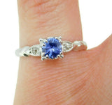Platinum .49ct Genuine Natural Sapphire and Diamond Ring (#J4590)