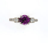 14k White Gold .97ct Grape Genuine Natural Garnet and Diamond Ring (#J6150)