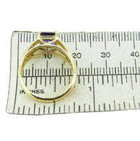 14k Gold Emerald Cut 1.40ct Genuine Natural Amethyst Ring with Diamonds (#J2363)