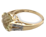 10k Yellow Gold Golden Lemon Genuine Quartz and Diamond Ring Size 7 (#J7085)