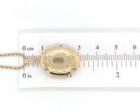 14k Yellow Gold Oval Locket with Engraved Flowers on Wheat Chain 18" (#J7183)